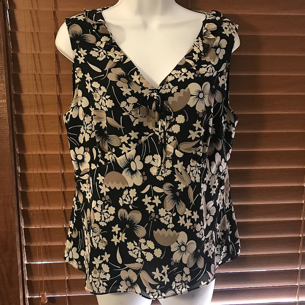 Ann Taylor Loft Sleeveless Shirt w/ Tie Lg ~ A206